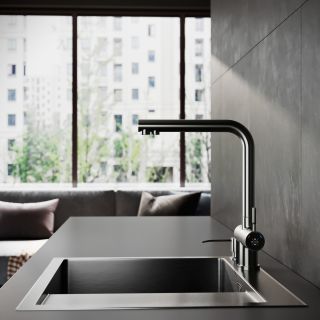 Мойка для кухни с правым крылом и дозатор РМС MRK-5851BL-L тёмный графит