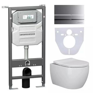 Комплект с инсталляцией Ceramica Nova CN3001_1002M_1000 унитаз Play CN3001 крышка-сиденье с микролифтом и инсталляция Envision CN1002M с кнопкой смыва хром матовый Flat Комплект с инсталляцией Ceramica Nova CN3001_1002M_1000 унитаз Play CN3001 крышка-сиденье с микролифтом и инсталляция Envision CN1002M с кнопкой смыва хром матовый Flat