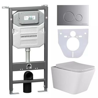 Комплект с инсталляцией Ceramica Nova CN3007_1001M_1000 унитаз Metric CN3007 крышка-сиденье с микролифтом и инсталляция Envision CN1001M с кнопкой смыва хром матовый Round Комплект с инсталляцией Ceramica Nova CN3007_1001M_1000 унитаз Metric CN3007 крышка-сиденье с микролифтом и инсталляция Envision CN1001M с кнопкой смыва хром матовый Round