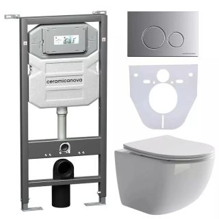 Комплект с инсталляцией Ceramica Nova CN3009_1001M_1000 унитаз Forma CN3009 крышка-сиденье с микролифтом и инсталляция Envision CN1001M с кнопкой смыва хром матовый Round Комплект с инсталляцией Ceramica Nova CN3009_1001M_1000 унитаз Forma CN3009 крышка-сиденье с микролифтом и инсталляция Envision CN1001M с кнопкой смыва хром матовый Round