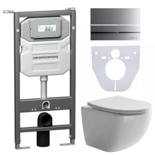 Комплект с инсталляцией Ceramica Nova CN3009_1002M_1000 унитаз Forma CN3009 крышка-сиденье с микролифтом и инсталляция Envision CN1002M с кнопкой смыва хром матовый Flat Комплект с инсталляцией Ceramica Nova CN3009_1002M_1000 унитаз Forma CN3009 крышка-сиденье с микролифтом и инсталляция Envision CN1002M с кнопкой смыва хром матовый Flat