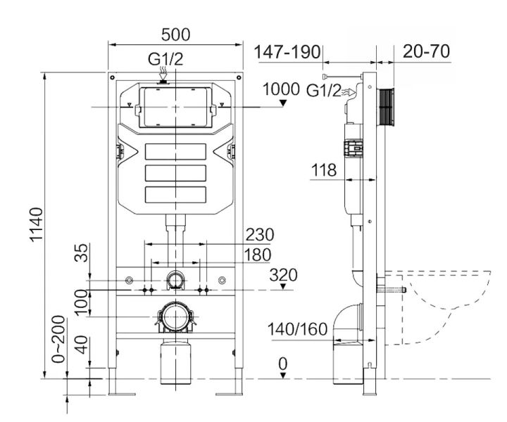 Комплект с инсталляцией Ceramica Nova CN3009_1001CH_1000 унитаз Forma CN3009 крышка-сиденье с микролифтом и инсталляция Envision CN1001CH с кнопкой смыва хром Round