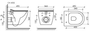 Комплект с инсталляцией Ceramica Nova CN4002_1002M_1000 унитаз Metropol CN4002 крышка-сиденье с микролифтом и инсталляция Envision CN1002M с кнопкой смыва хром матовый Flat