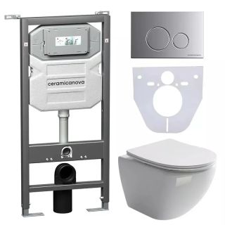 Комплект с инсталляцией Ceramica Nova CN4002_1001M_1000 унитаз Metropol CN4002 крышка-сиденье с микролифтом и инсталляция Envision CN1001M с кнопкой смыва хром матовый Round Комплект с инсталляцией Ceramica Nova CN4002_1001M_1000 унитаз Metropol CN4002 крышка-сиденье с микролифтом и инсталляция Envision CN1001M с кнопкой смыва хром матовый Round