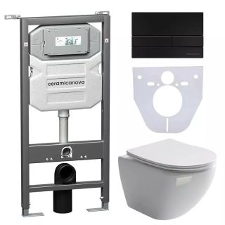 Комплект с инсталляцией Ceramica Nova CN4002_1002B_1000 унитаз Metropol CN4002 крышка-сиденье с микролифтом и инсталляция Envision CN1002B с чёрной матовой кнопкой смыва Flat Комплект с инсталляцией Ceramica Nova CN4002_1002B_1000 унитаз Metropol CN4002 крышка-сиденье с микролифтом и инсталляция Envision CN1002B с чёрной матовой кнопкой смыва Flat