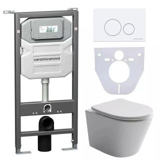 Комплект с инсталляцией Ceramica Nova CN6000_1001W_1000 унитаз Balearica CN6000 крышка-сиденье с микролифтом и инсталляция Envision CN1001W с белой матовой кнопкой смыва Round Комплект с инсталляцией Ceramica Nova CN6000_1001W_1000 унитаз Balearica CN6000 крышка-сиденье с микролифтом и инсталляция Envision CN1001W с белой матовой кнопкой смыва Round