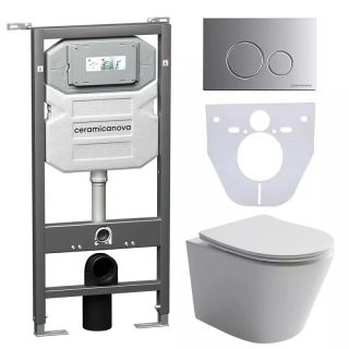 Комплект с инсталляцией Ceramica Nova CN6000_1001M_1000 унитаз Balearica CN6000 крышка-сиденье с микролифтом и инсталляция Envision CN1001M с кнопкой смыва хром матовый Round Комплект с инсталляцией Ceramica Nova CN6000_1001M_1000 унитаз Balearica CN6000 крышка-сиденье с микролифтом и инсталляция Envision CN1001M с кнопкой смыва хром матовый Round