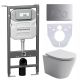 Комплект с инсталляцией Ceramica Nova CN6000_1001M_1000 унитаз Balearica CN6000 крышка-сиденье с микролифтом и инсталляция Envision CN1001M с кнопкой смыва хром матовый Round
