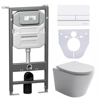Комплект с инсталляцией Ceramica Nova CN6000_1002W_1000 унитаз Balearica CN6000 крышка-сиденье с микролифтом и инсталляция Envision CN1002W с белой матовой кнопкой смыва Flat Комплект с инсталляцией Ceramica Nova CN6000_1002W_1000 унитаз Balearica CN6000 крышка-сиденье с микролифтом и инсталляция Envision CN1002W с белой матовой кнопкой смыва Flat