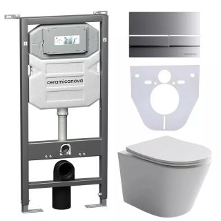 Комплект с инсталляцией Ceramica Nova CN6000_1002M_1000 унитаз Balearica CN6000 крышка-сиденье с микролифтом и инсталляция Envision CN1002M с кнопкой смыва хром матовый Flat Комплект с инсталляцией Ceramica Nova CN6000_1002M_1000 унитаз Balearica CN6000 крышка-сиденье с микролифтом и инсталляция Envision CN1002M с кнопкой смыва хром матовый Flat