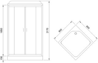 Душевая кабина Royal Bath HP стекло прозрачное 80x80см RB80HP1-T Душевая кабина Royal Bath HP стекло прозрачное 80x80см RB80HP1-T