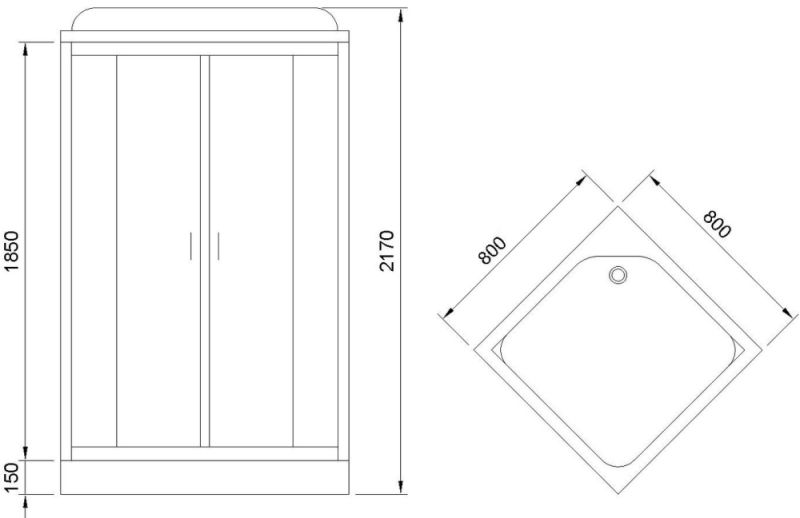 Душевая кабина Royal Bath HP стекло прозрачное 80x80см RB80HP1-T