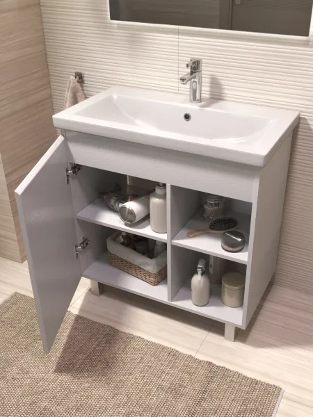 Тумба под раковину напольная Vigo Milos 318 80 см поставляется в разобранном виде белый