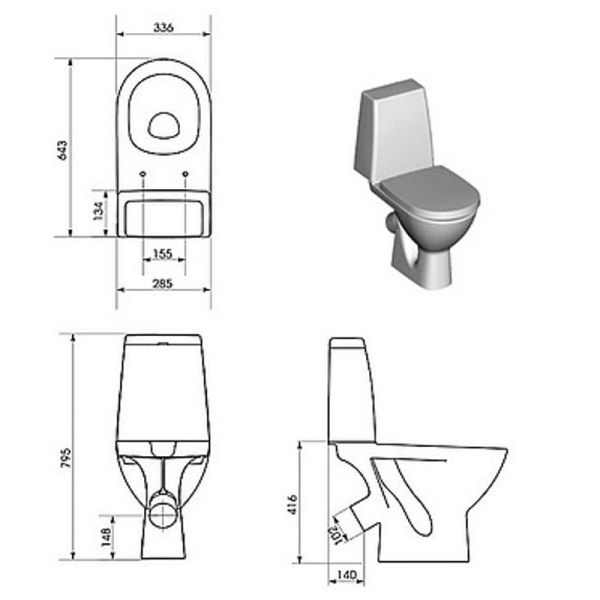 Унитаз компакт Cersanit Granta KO-GRA031-3/6-DL-n-w крышка микролифт