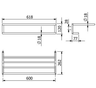 Полка для полотенец Kludi Vela R 58989N2 60 см сталь оружейная брашированная