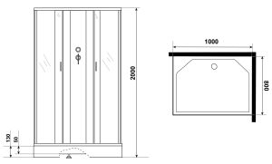Душевая кабина Niagara NG-43085-14QBKG с гидромассажем 100x80см серебро/матовое