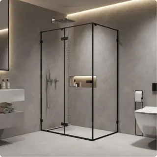 Боковая панель AQUAme AQM7409-2-9 90 см профиль чёрный матовый стекло прозрачное