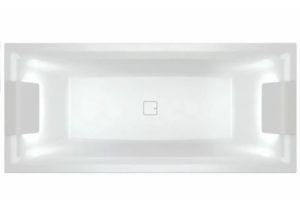 Акриловая ванна с подсветкой Riho Still Square LED Fall B100035005 170х75см светодиоды и подголовники с двух сторон заполнение через перелив белый