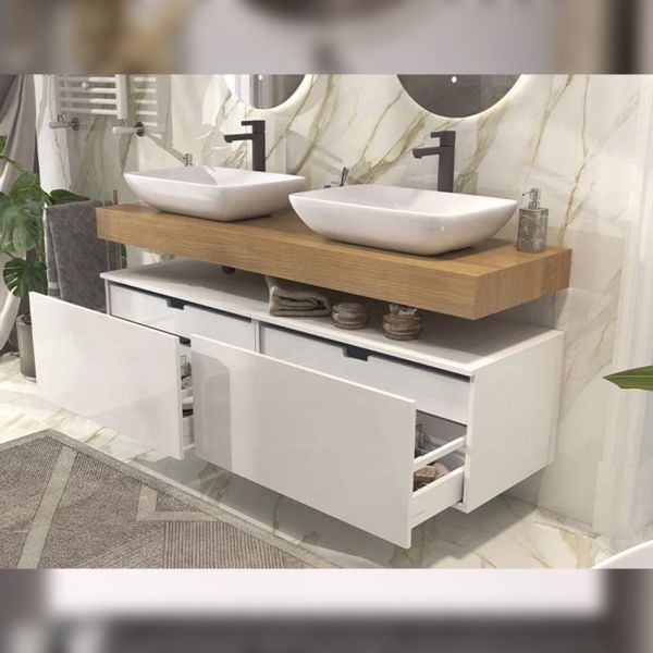 Тумба подвесная без столешницы Velvex Unit tp.UNI.80.2Y белый глянец, 80 см