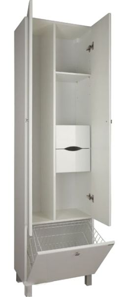 Шкаф-колонна Акватон Симпл с бельевой корзиной белый 1A137403SL010