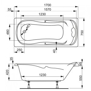 Акриловая ванна VagnerPlast Charitka VPBA170CHA2X-04 170x75см белый