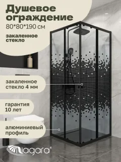 Душевой уголок Niagara Eco NG-1008-14QBLACK 80x80 см профиль чёрный стекло мозаика