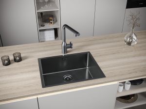 Мойка кухонная Paulmark Next PM215444-GM воронёная сталь