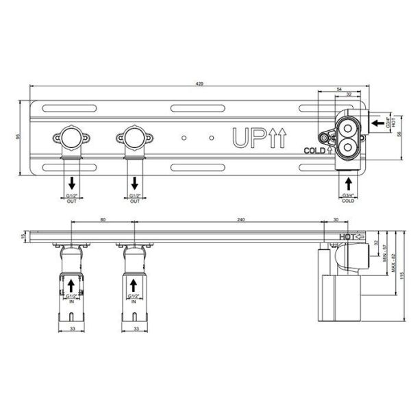 Скрытая часть термостатического смесителя Gessi HI-FI 63021.031