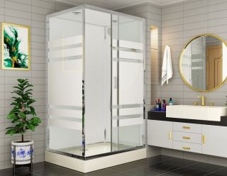 Душевая кабина ESBANO ESE-129CKR профиль хром глянцевый стекло с декором