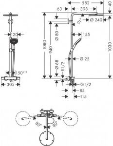 Душевая стойка Hansgrohe Raindance Select S Showerpipe 240 1jet P 27633140