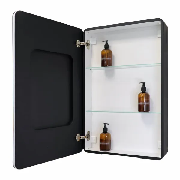 Зеркало-шкаф Reflexion Black 56 RF2001BL с  подсветкой 56х85