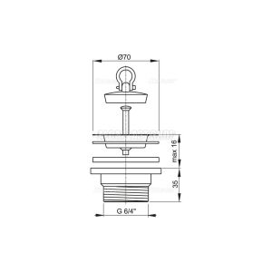 Водослив сифона для мойки AlcaPlast 6/4" с нержавеющей рeшeткой ?70 A33