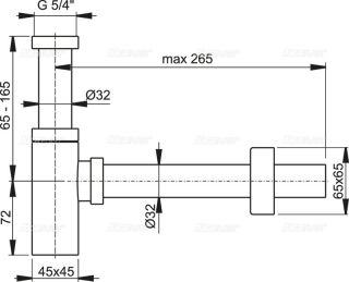 Сифон для раковины AlcaPlast Design цельнометаллический квадратный A401 Сифон для раковины AlcaPlast Design цельнометаллический квадратный A401