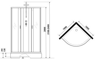 Душевая кабина Niagara NG-6702-14BKTG с гидромассажем 100x100см чёрный/прозрачное