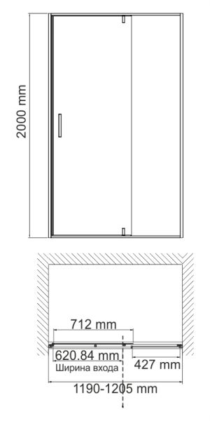 Душевая дверь Wasserkraft Aisch 120см золото 55P05