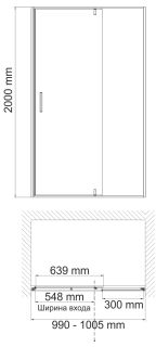 Душевая дверь Wasserkraft Aisch 100см золото 55P12 Душевая дверь Wasserkraft Aisch 100см золото 55P12