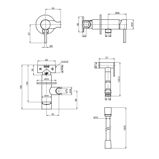 Гигиенический душ AQUAme Siena AQM6217BC со смесителем медь брашированная