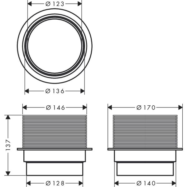 Компенсатор высоты для точечного слива Hansgrohe RainDrain Spot 56056000 черный