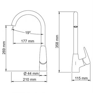 Wasserkraft Vils 5607 Смеситель для кухни с поворотным изливом