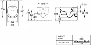 Подвесной унитаз Villeroy & Boch Avento Directflush 5656RS01 с крышкой-сиденьем Slim