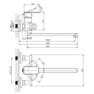 Смеситель для ванны с длинным поворотным изливом RUSH Bruny (BR4335-51)