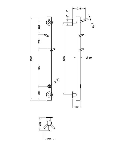 Полотенцесушитель электрический Boheme Oak 724-MW 20x150 см белый матовый