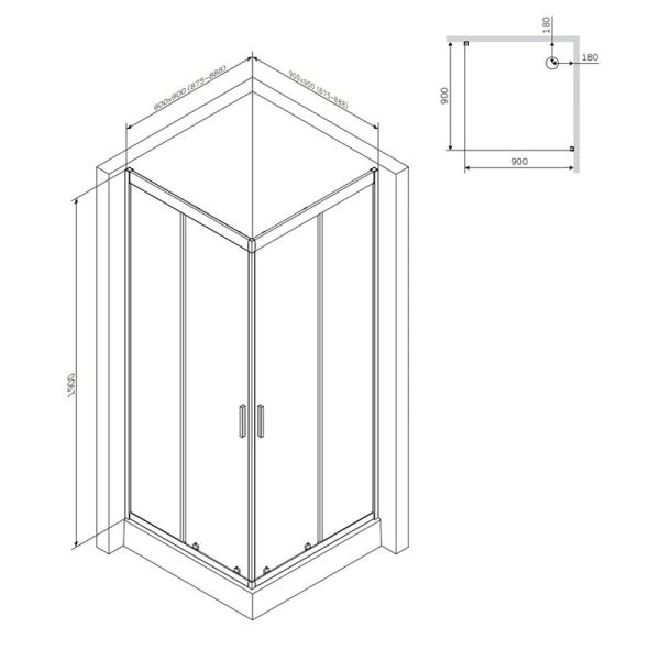 Душевой уголок Am.Pm Tender Squre Slide W45G-403-090TM 90x90 см хром