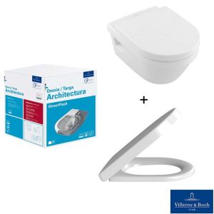 Унитаз подвесной Villeroy & Boch Omnia Architectura 5684HR01 alpin, безободковый c крышкой