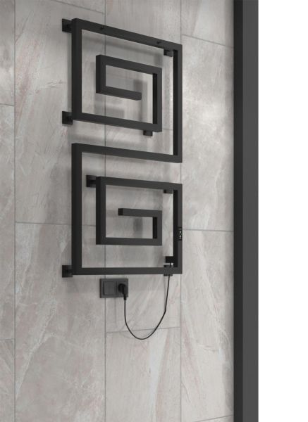 Полотенцесушитель электрический Indigo Lira DGL100-60BRRt 100x60 чёрный муар