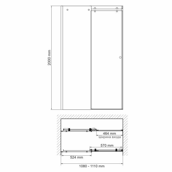Душевая дверь Wasserkraft Vils 110см серебристый 56R13