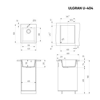 Кухонная мойка Ulgran Classic U-404-344 ультра-чёрный Кухонная мойка Ulgran Classic U-404-344 ультра-чёрный
