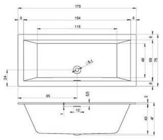Акриловая ванна Riho Rethink Cubic Fall B105013005 заполнение через перелив 170х75см белый Акриловая ванна Riho Rethink Cubic Fall B105013005 заполнение через перелив 170х75см белый