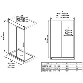 Душевая дверь Ravak Blix Slim BLSDP2-120 X0PMG0300Z1 120 см профиль чёрный стекло Transparent