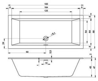 Акриловая ванна Riho Rethink Cubic Fall B106013005 заполнение через перелив 180х80см белый Акриловая ванна Riho Rethink Cubic Fall B106013005 заполнение через перелив 180х80см белый